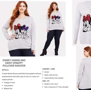 TORRID MINNIE & DAISY STRAPPY PULLOVER SWEATER
